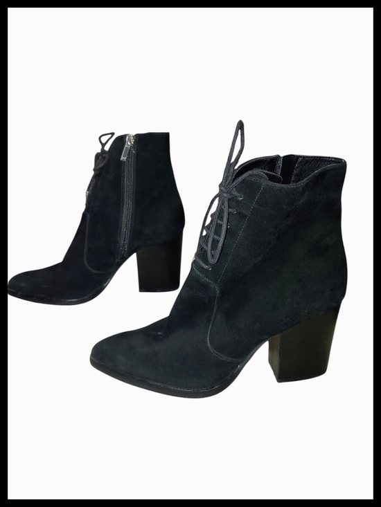 Marc Fisher Shoes - Black Suede Lace-Up Ankle Boots - Marc Fisher